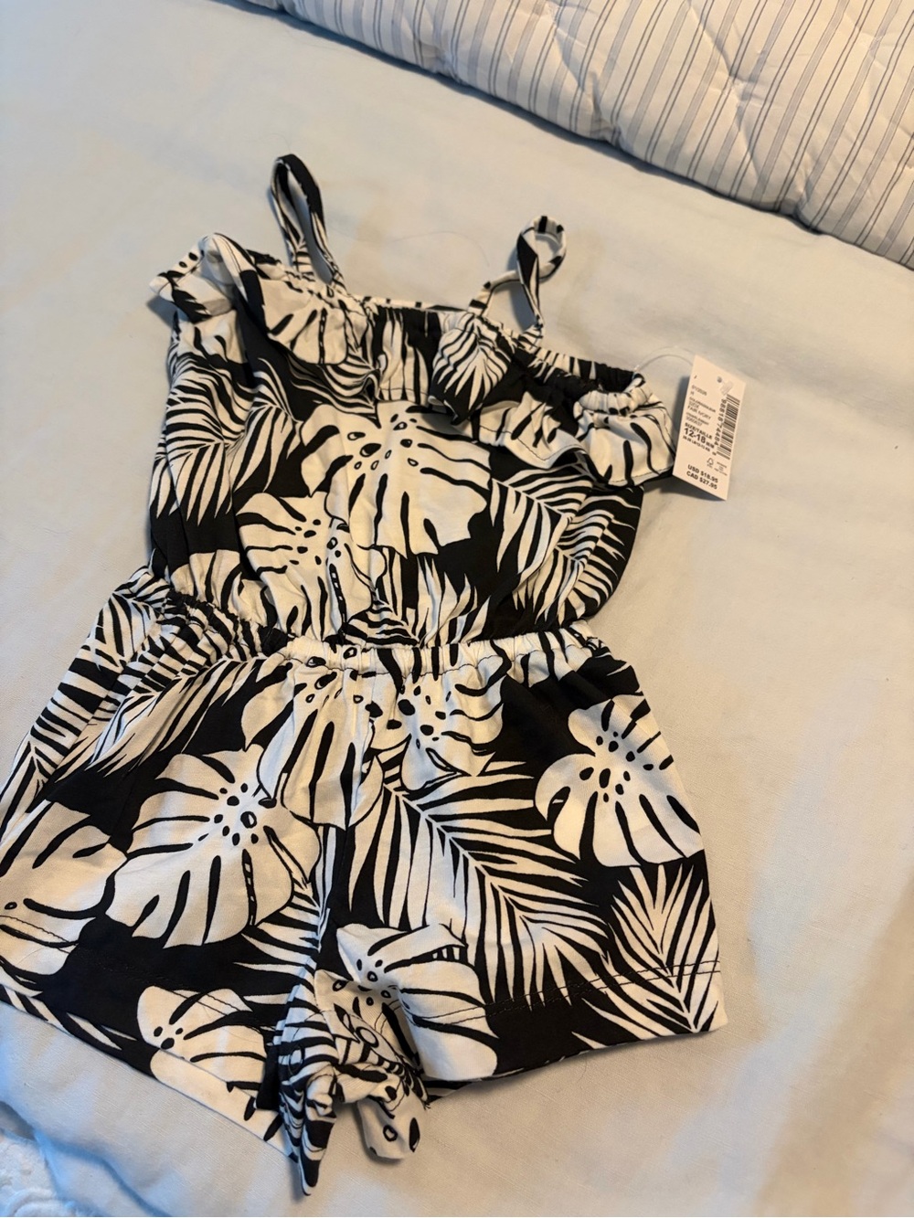 Carter's Black & White Tropical Leaf Romper